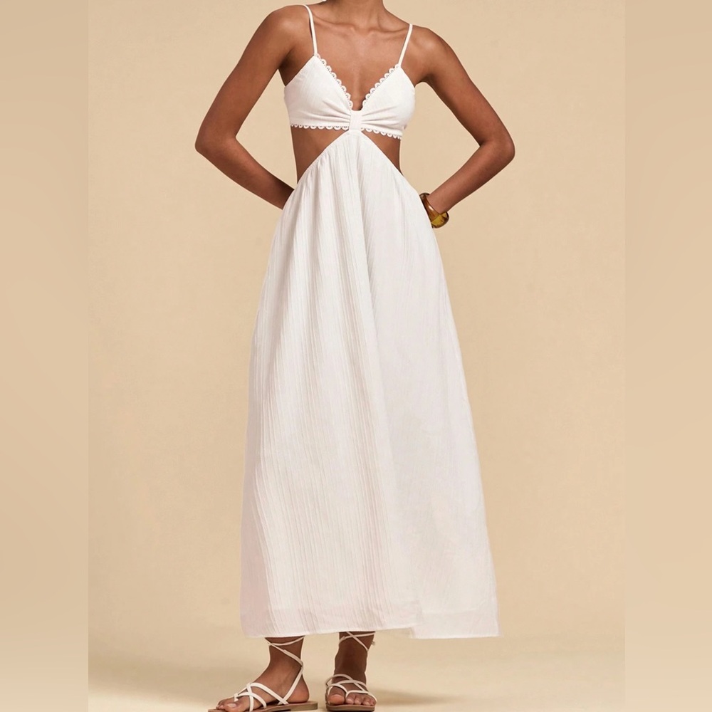 SHEIN White Woven Cut Out Dress Size Small